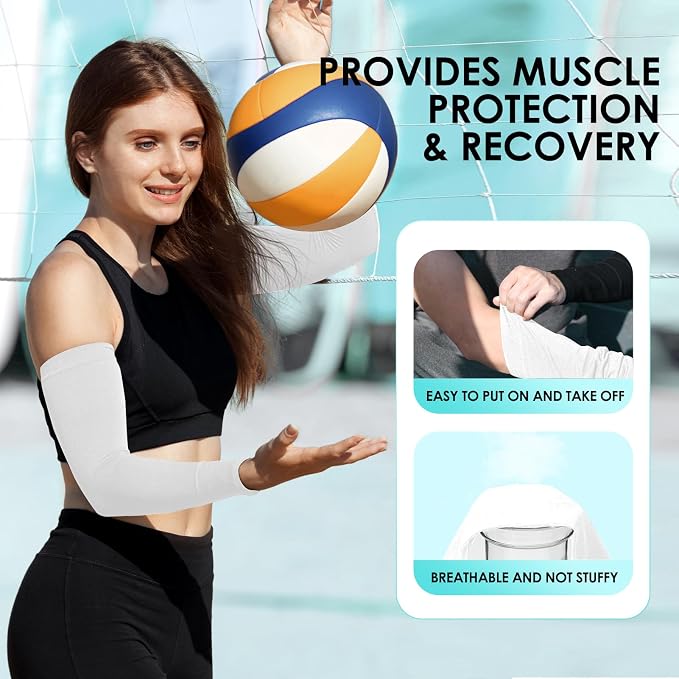 RHsia 4 Pairs UV Sun Protection Arm Sleeves for Men Women, Compression Cooling Sun Sleeves - Sports - Workouts - Tattoo Cover