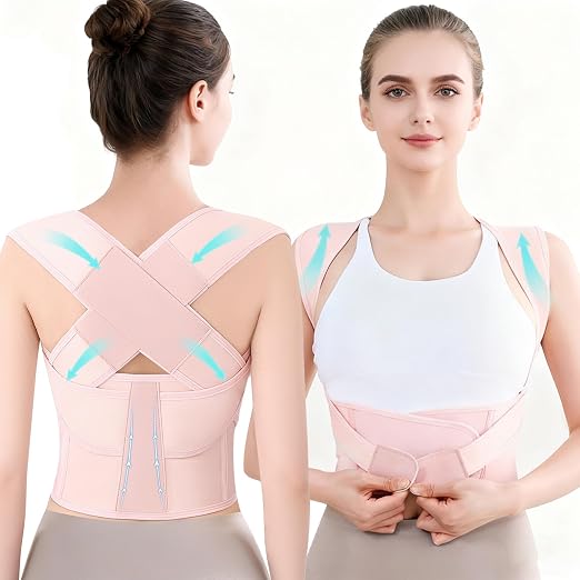 Back Brace Posture Corrector for Women and Men Full Support for Posture Correction & Scoliosis Hunchback Corrector de Postura para Hombre y Mujer Upper Thoracic Back Straightener Pink, Large