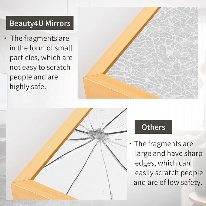 Beauty4U 76" x 34" Full Length Mirror with Stand, Gold Large Floor Mirror | Standing, Leaning, or Wall-Mounted Tempered Glass Full Body Mirror with Metal Frame for Bedroom, Closet, Modern Home Decor