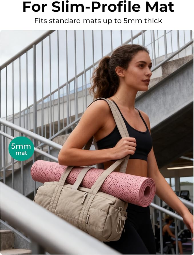 BAGSMART Reiki Gym Bag for Women Puffy Yoga Mat Travel Weekender Duffle Bag | Lint-Resistant Lining, Wet-Dry Pocket & Anti-Slip Mat Loop, Ultra-Light, Roomy for Workout Gear, Water Bottle, Travel, Sports