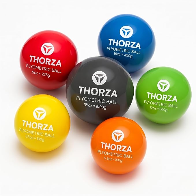 Thorza Weighted Training Balls, Overload & Underload Throwing Set, 6-Pack | Plyometric throwing set for pitching velocity & arm strength, color-coded for baseball training