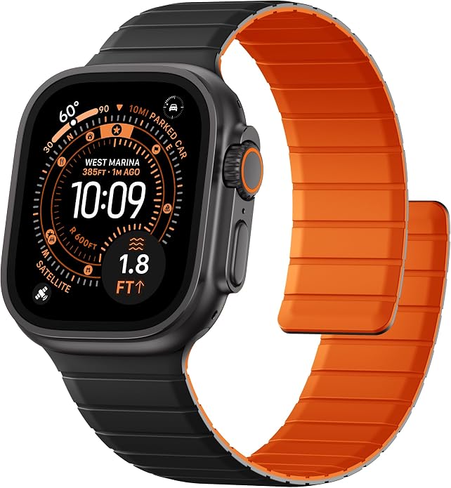 SNBLK Magnetic Band Compatible with Apple Watch Bands for Men 44mm 45mm 46mm 49mm 42mm 41mm 40mm 38mm Women, Secure Silicone Sport Loop Magnet Strap for iWatch Ultra 3 2 1 SE Series 11 10 9 8 7 6 5 4