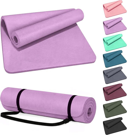 HULKFIT High Density Non Slip Yoga Mat, Extra Thick Exercise Mat with Carrying Strap, for Pilates, Fitness, Home Gym & Floor Workouts - Multiple Thickness & Multiple Color