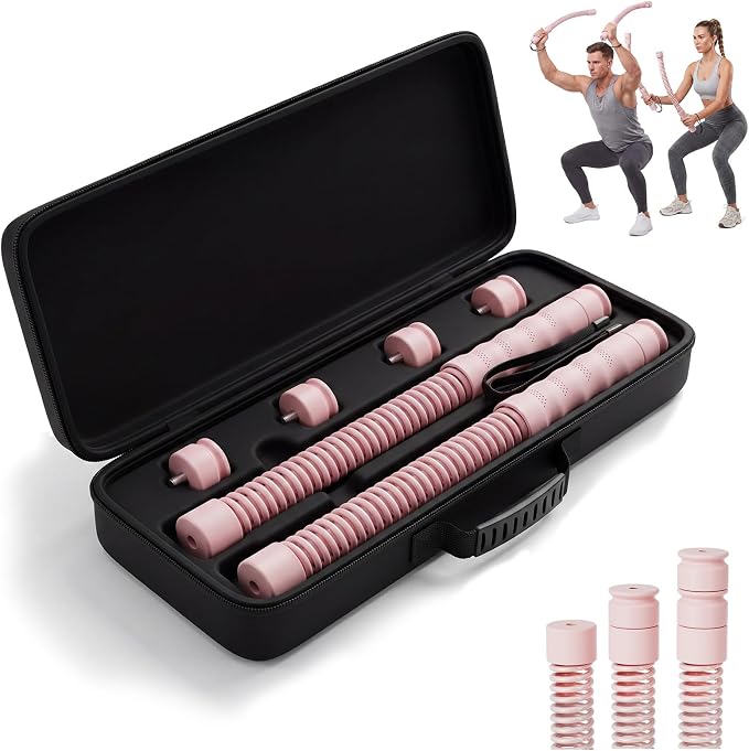 Cordless Ropeless Battle Ropes for Home Gym, 3 Adjustable Resistance, Heavy Duty Strength Training Equipment for HIIT, Full Body Workout, Men & Women, Pink