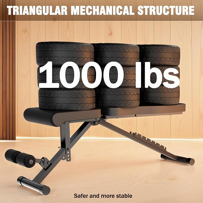 ALSO GO Adjustable Weight Bench, Workout Benches with Leg Extension, Foldable Incline Decline Bench Press, Roman Chair, Full Body Strength Training Equipment for Home Gym