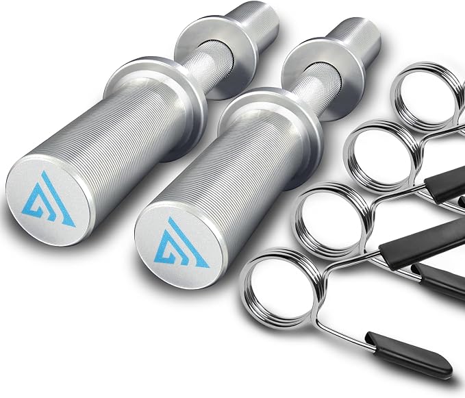 16" Olympic Dumbbell Handle, Dumbbell Bar for 2-inch Olympic Weight Plates, Loadable Dumbbells for Home Gym Strength Training, 2 Pair of Spring Collars Included