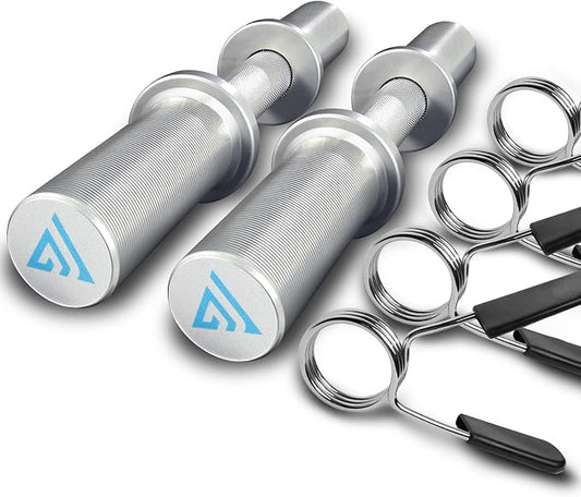 16" Olympic Dumbbell Handle, Dumbbell Bar for 2-inch Olympic Weight Plates, Loadable Dumbbells for Home Gym Strength Training, 2 Pair of Spring Collars Included