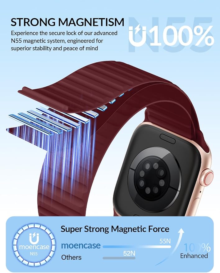Patented Magnetic Silicone Sport Band for Apple Watch Bands for Women Men | Soft Silicone Solo Loop 40mm 38mm 41mm 44mm 45mm 42mm 49mm, Sport Strap for iWatch Series 11 10 9 8 7 6 5 4 3 2 1 SE Ultra