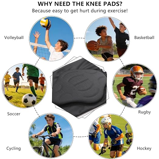 Padded Knee & Shin Guards, Compression Junior Youth Proslide Leg Sleeve Pads, Sliding Anti-Slip Breathable Foam Padding Knee Brace for Football & Multi-Sport (1 Pair)