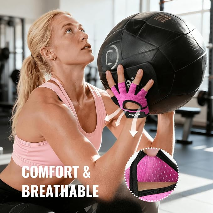 ATERCEL Gym Gloves for Women, Workout Gloves for Gym Weightlifting Exercise | Full Palm Protection | Breathable & Lightweight | For Men & Women | Cycling & Climbing Ready