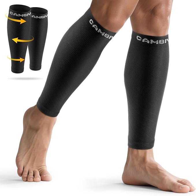 CAMBIVO Calf Compression Sleeve for Shin Splints & Running Support-3 Pairs | Leg sleeves for men & women, 15-20mmHg footless compression socks for gym & recovery, varicose veins