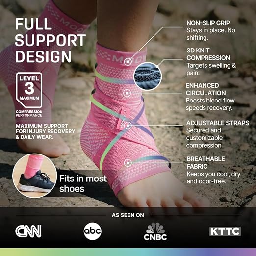 Modvel Foot & Ankle Brace Socks with Adjustable Support Strap – Compression Sleeve for Sprained Ankle, Plantar Fasciitis Relief Tendonitis & Arthritis, Stabilizing Foot & Ankle Support for Women & Men