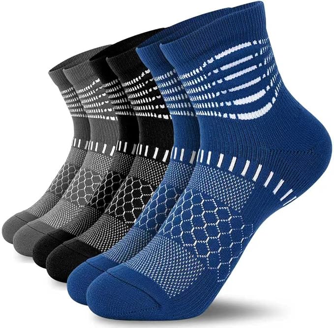 IRAMY Ankle Compression Socks for Women Men Plantar Fasciitis Relief 3/5 Pairs Cushioned Athletic Running Socks