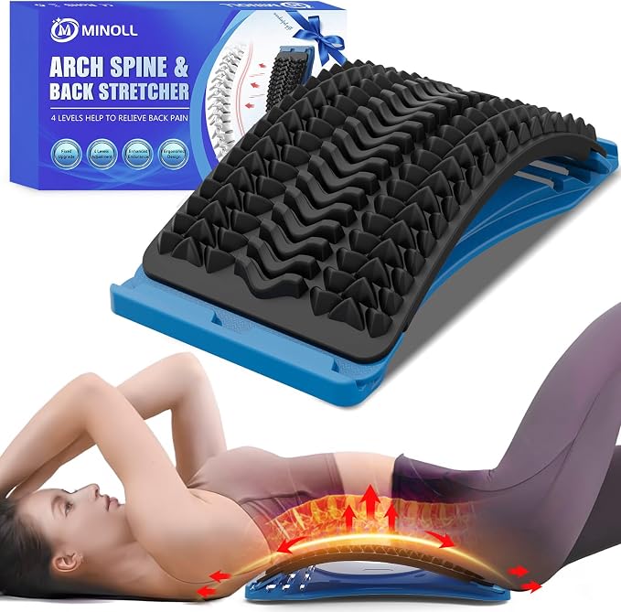 Back Stretcher for Lower Back Pain Relief, Multiple Level Adjustable Arch Lumbar Back Cracker Board, Back Cracking Device, Back Massager for Scoliosis, Spine Decompression Support