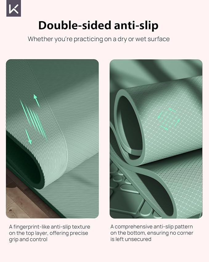 KEEP Extra Wide Yoga Mat, 7mm Thick 72" x 32" Exercise Mat | 7mm thick Extra wide yoga mat with carry strap for home workout, yoga, exercise and Pilates
