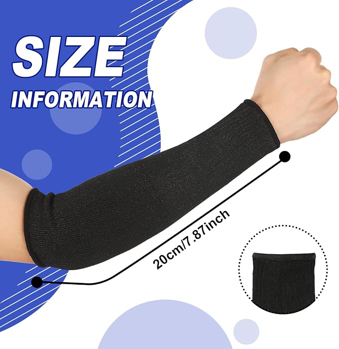 Sintege 3 Pairs Arm Protectors for Thin Skin and Bruising Cut Resistant Forearm Sleeve Level 5 Arm Burn Protection Sleeve (Light Blue, Dark Blue, Black,12.6 Inch)
