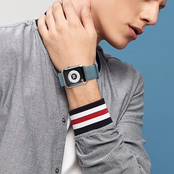 Sport Loop Band Compatible with Apple Watch Band 38mm 40mm 42mm 44mm iWatch Series 6 5 SE 4 3 2 1 Strap, Nylon Women Men Stretchy Elastic Braided Adjustable Wristband, 42mm 44mm Celestial Teal | Nylon Sport Loop Wristband Compatible with Apple Watch Ul...