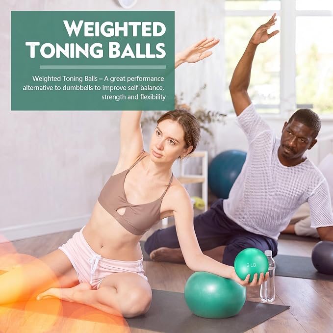 Seenelling 4 Pcs Weighted Toning Balls for Exercise Weighted Exercise Soft Medicine Balls for Gym, Pilates, Yoga, Balance, Flexibility