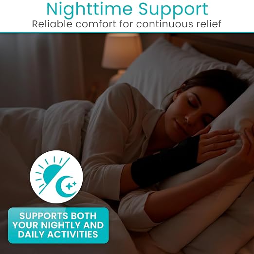 Vive Carpal Tunnel Wrist Brace with Splint for Left or Right Hand | Adjustable Night Wrist Support Splint Immobilizer for Men & Women - Cockup Brace for Arthritis, Tendonitis, Sprain, Injuries