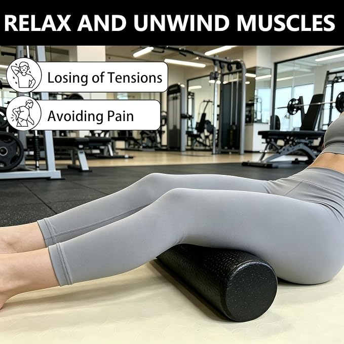 Hard Travel Size Back Roller, High Density Foam Roller for Exercise | 12" X 4" Round, Deep Tissue Muscle Massage Recovery, Fitness Workout Stretching Physical Therapy, Travel, Compact Size