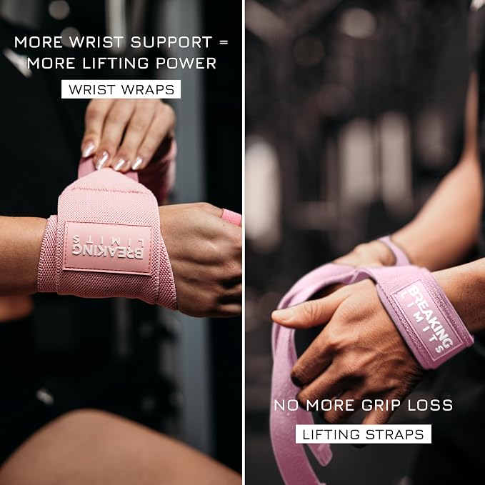Breaking Limits Lifting Straps & Wrist Wraps for Weightlifting Men & Women | Wrist Straps for Weightlifting, Workout Gym Straps, Deadlift Straps, Cotton, Neoprene, Thumb Loops, Reinforced Stitching
