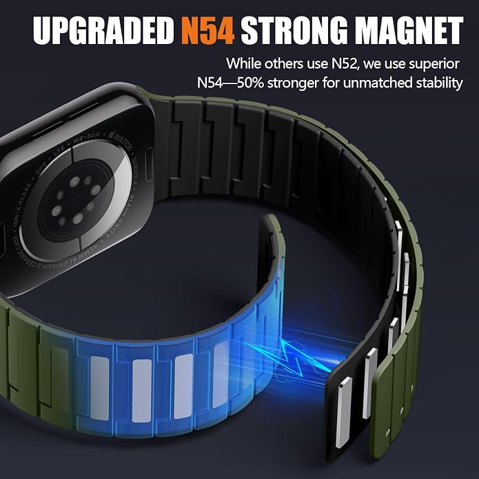SNBLK Magnetic Watchband Compatible with Apple Watch for Men 44mm 45mm 46mm 49mm 42mm 41mm 40mm 38mm Women, Silicone Sport Strong Magnet Strap for iWatch Series 11 Ultra 3 Ultra 2 Se 10 9 8 7 6 5 4 1