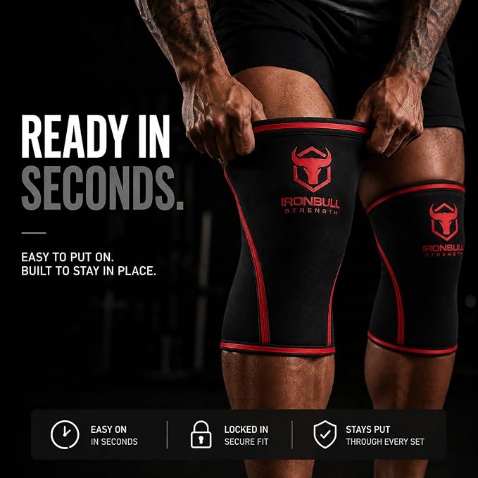 Iron Bull Strength Knee Sleeves 7mm (1 Pair) - Compression Brace & Knee Sleeve For Weightlifting, Powerlifting & Cross Training - Knee Support for Squats - Men & Women