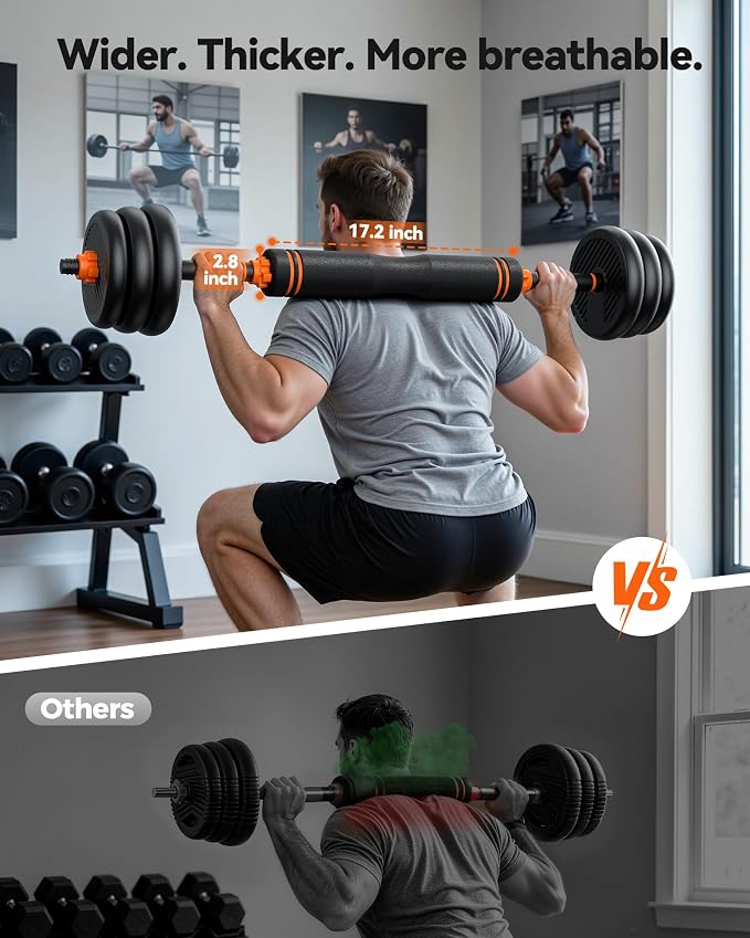 FEIERDUN DS2 Adjustable Dumbbells, 20/30/40/45/70/90lbs Free Weight Set with Connector, 5 in1 Dumbbells Set Used as Barbell, Kettlebells, Push up Stand, Weight Plate, Fitness Exercises for Home Gym Suitable Men/Women