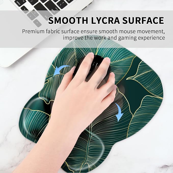 EooCoo Ergonomic Mouse Pad with Wrist Rest, Memory Foam Support Mousepad | Non-Slip Base for Computer, Cafe, Home & Office, 9.64 x 8.26 in Office Desk Accessories, Carpal Tunnel Relief