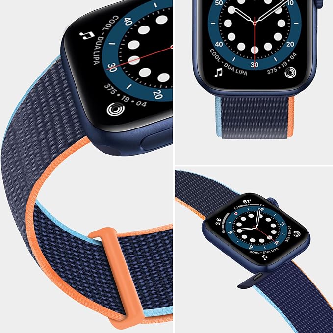 Sport Loop Band Compatible with Apple Watch Band 38mm 40mm 42mm 44mm iWatch Series 6 5 SE 4 3 2 1 Strap, Nylon Velcro Women Men Stretchy Elastic Braided Adjustable Wristband, 42mm 44mm Deep Navy Blue | Braided Nylon Band for Apple Watch 42mm 44mm, Adju...