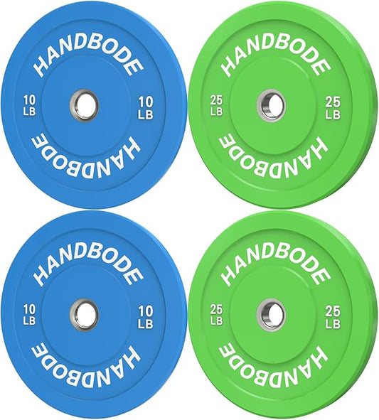 HANDBODE 2-Inch Weight Plates High Bounce, Olympic Bumper Plate Set 45/100/160/190/260/300lb, Colored Weight Plates Set for Home Gym, Barbell Weights Rubber Strength Training Plate for Weight Lifting