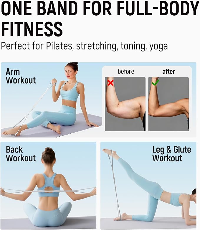 Upgraded Figure 8 Resistance Bands, Resistance Bands for Arms & Full Body Workout, Stretch Resistance Band with Handles for Yoga, Pilates, Toning, Home Fitness & Physical Therapy