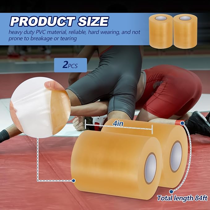Pangda Wrestling Mat Tape 3 or 4 Inch Heavy Duty 7 Mil PVC Carpet Tape for Wrestling Grappling Exercise Mats Seaming Cover Gym Floor Carpet Seam