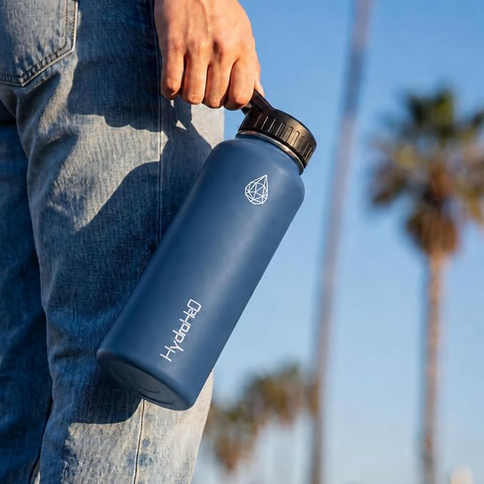 37 oz Insulated Water Bottles with Twist Cap, Keep Cold 24H, Leak-Proof, BPA-Free, Double Wall Stainless Steel Water Flask for Sports, Gym, Travel, and School (Dark Blue)