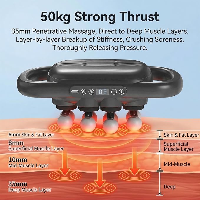 16-Head Massage Gun Deep Tissue for Pain Relief Gym Home Use | 9 Speeds & 9 Models Electric Percussion Muscle Massager Relaxation for Back, Neck, Shoulders, Legs, Feet