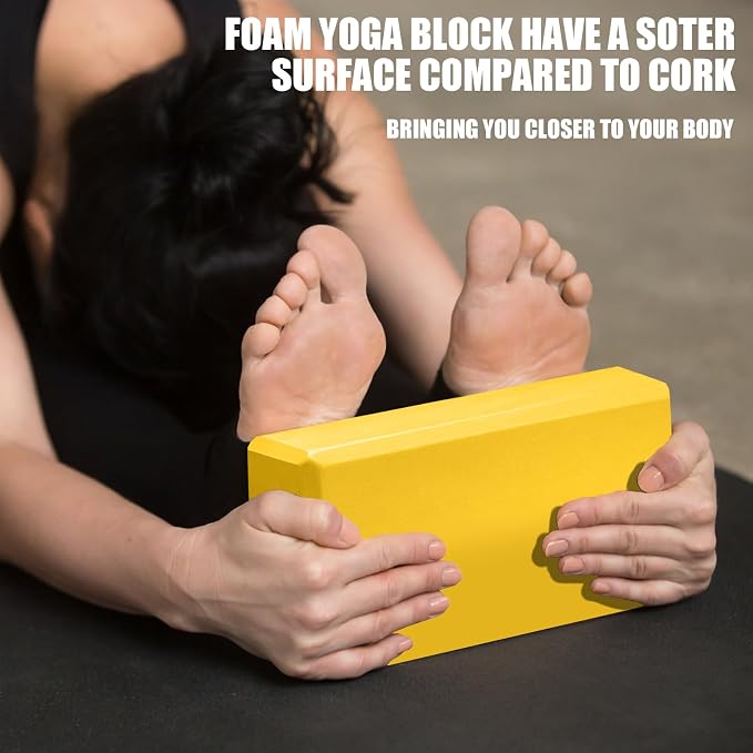 Septo 2 Pcs Yoga Blocks, 9x6x3 Inch Foam Blocks for Pilates | High density EVA foam Yoga Props lightweight non-slip surface for meditation stretching balance training