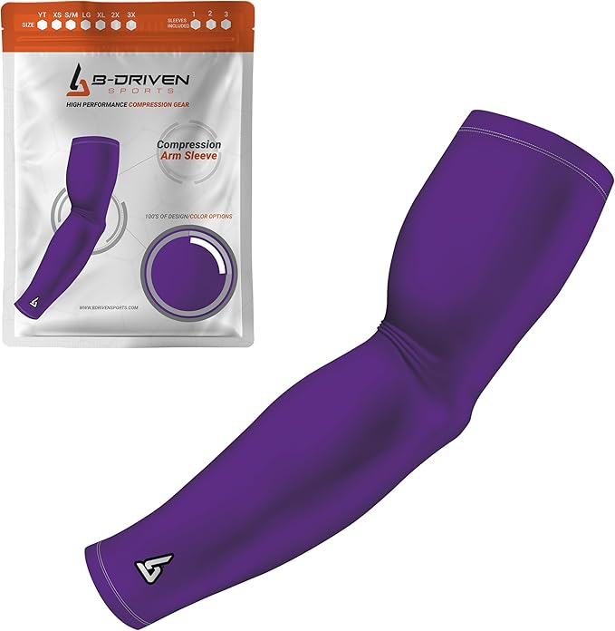 Pro-Fit Compression Arm Sleeve for Men, Women & Youth, Volleyball Baseball Basketball Weightlifting - Single