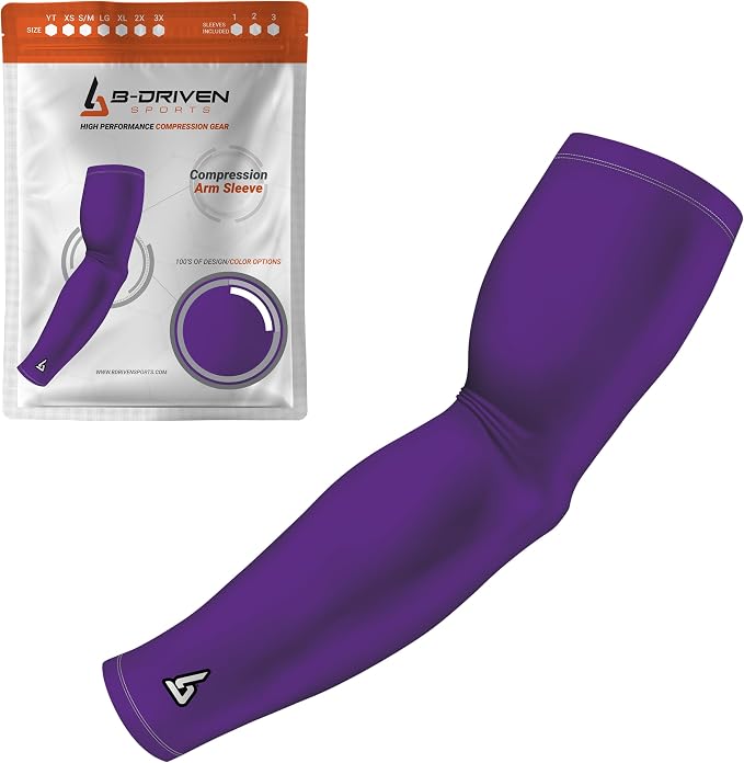 Pro-Fit Compression Arm Sleeve for Men, Women & Youth, Volleyball Baseball Basketball Weightlifting - Single