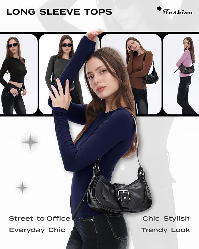 GAYHAY Long Sleeve Shirts for Women Tops Fitted Clothes Fall Fashion 2026 | Basic Tees, Girls School Outfits, Y2k Winter Tshirt, Tight Underscrub, Workout Casual, Cute Trendy Plain Compression Layering