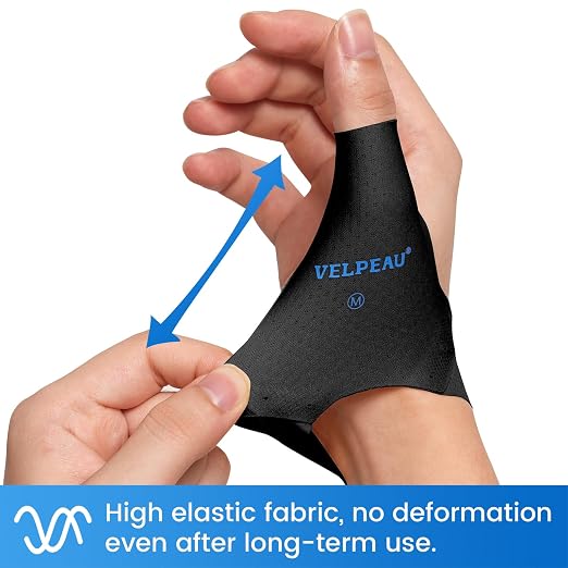 VELPEAU Elastic Thumb Wrist Support Brace (Pack of 2), Splashproof Compression Sleeve for Arthritis Pain, Tendonitis, Sprains, Sports, Splint Liner, Fits Left & Right Hands (Short Version - Black, Small)