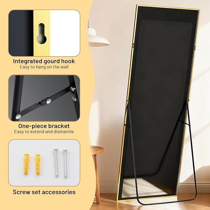 Simple Deluxe Full Length Mirror, 71"x26"Large Floor Mirrors, for Wall Door Bedroom Bathroom Living Room (Gold)