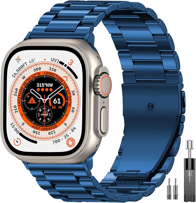 EPULY Metal Band Compatible with Apple Watch Bands for Men 42/44/45/46/49mm | Stainless Steel Strap Suitable for Business Setting & Everyday Wear, Fits iWatch Bands Series 11 10 9 8 7 6 5 4 SE/Ultra3 2 1