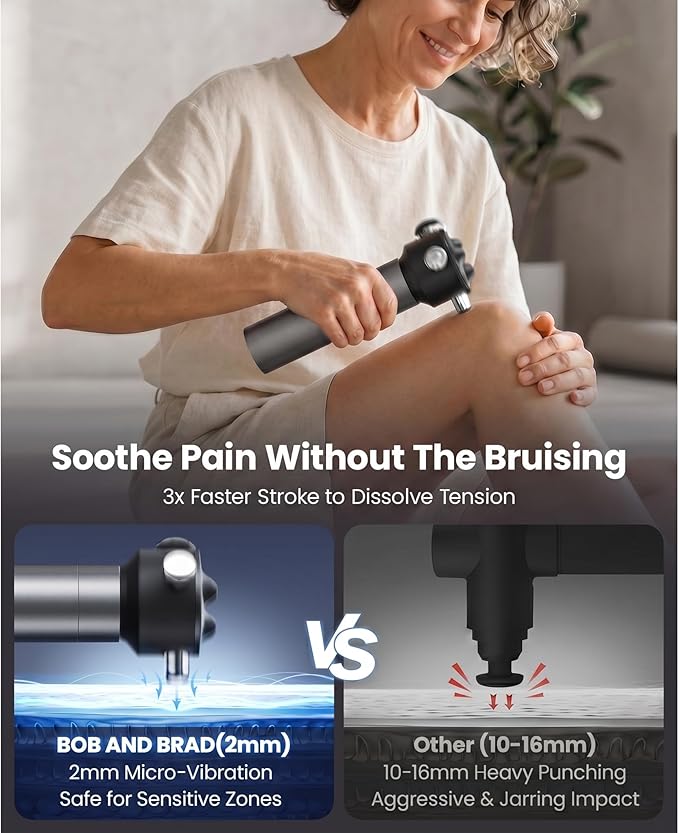 BOB AND BRAD VibeFlow Vibration Massager (Not Percussion), FSA-HSA Eligible Deep Tissue Handheld Therapy Massager Gun for Sensitive Joints, Fascia Release, Trigger Point, Full Body Relief & Recovery