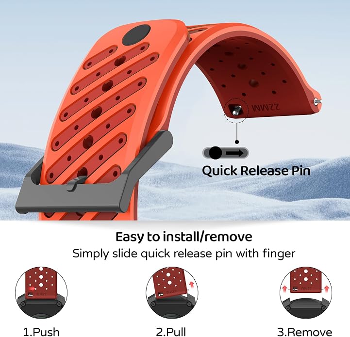 Watch Band for Suunto Race 2/Vertical 2/Run/S/9 Peak/Pro/5 Peak | Soft Silicone 22mm Replacement Bands for Vertical/Race/9 Peak Pro