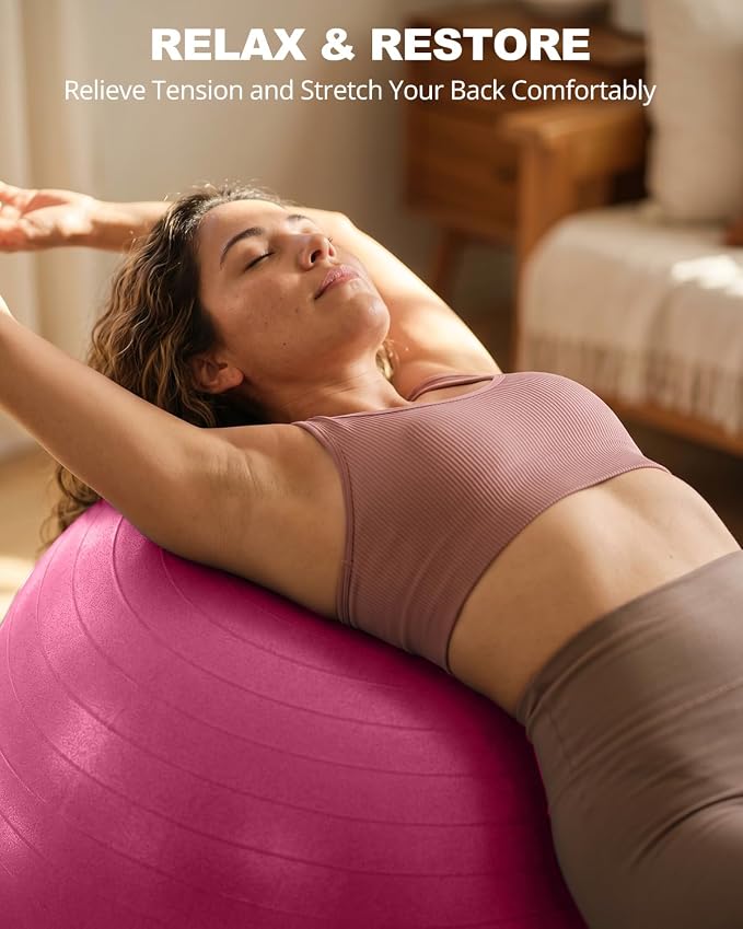 Trideer Yoga Ball for Exercise, Pilates, Core & Balance Training, Stability Ball for Pregnancy & Birthing Prep, Physical Therapy, Daily Stretching, Office Chair for Active Sitting, Quick Pump Included