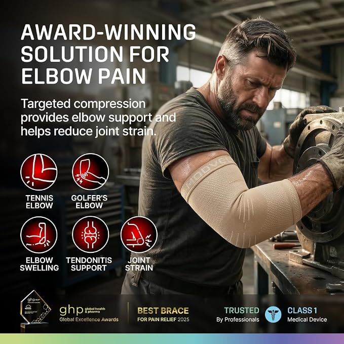 Modvel 2 Pack Elbow Brace for Tendonitis and Tennis Elbow Brace for Women and Men, Elbow Compression Sleeve for Pain Relief and Recovery – Elbow Sleeves Weightlifting Men, Sports & Workout, Arm Brace