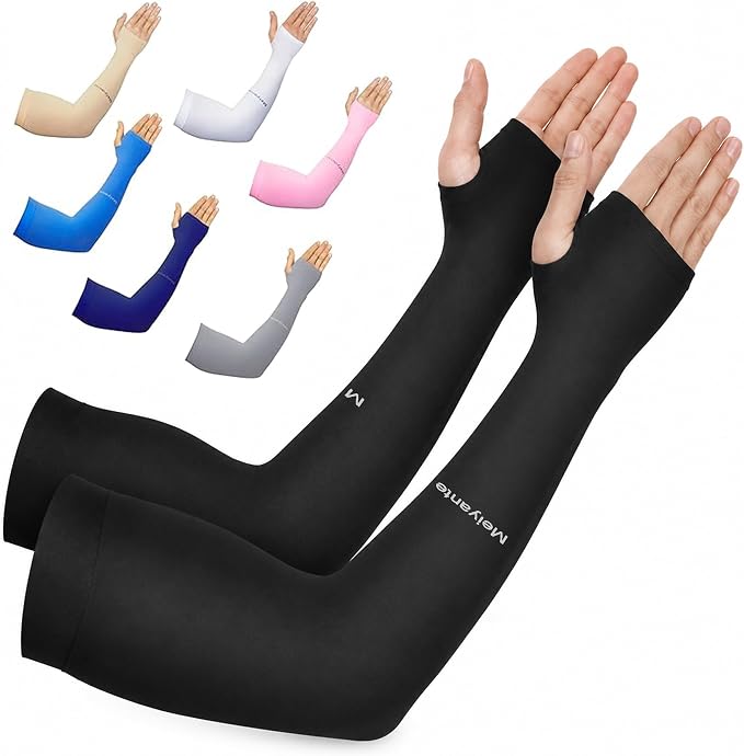 Cooling Arm Sleeves for Men & Women, UPF 50+ UV Protection | Wrist-length UPF 50+ arm sleeves for work, driving, gardening and sports; 88% nylon/12% spandex; 1 pair.