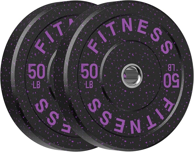 HANDBODE 2-Inch High-Bounce Bumper Plates, Olympic Weight Set, 10-650 lb | Barbell Weight Plates Set for Home Gym, Colored Weights Rubber Strength Training Plate for Weight Lifting