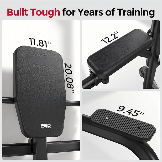 Heavy Duty Power Tower, Light Commercial Grade Steel Frame, 800 LBS Weight Capacity, Multi-Function Pull Up Bar & Dip Station with Crunch Leg Raise, Home Gym Gear for Back and Core Workout