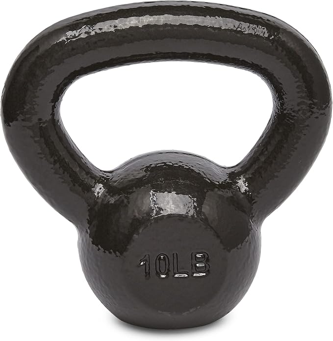 Amazon Basics Cast Iron Kettlebell for Strength Training, Textured Wide Handle, Black